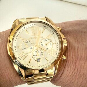 MICHAEL KORS MK5739 BRADSHAW GOLD TONE CHRONOGRAPH WATCH FITS ~6" WRIST